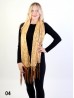 Sequined Flower Mesh Scarf W/ Fringe